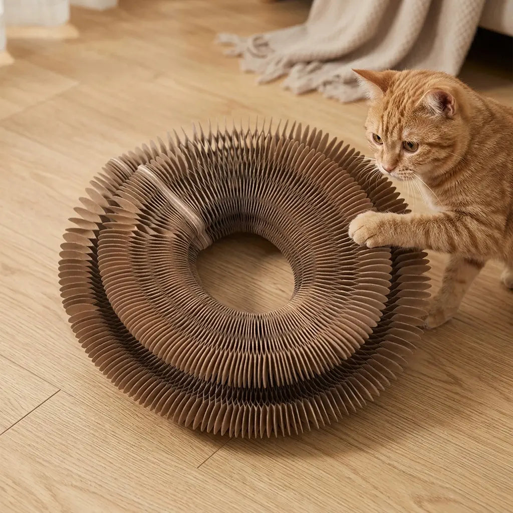 Griffoir pliable 3-en-1 pour chat avec design accordéon compact