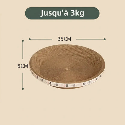 griffoir pour chat rond en carton avec dimensions pour chat jusqu’à 3 kg