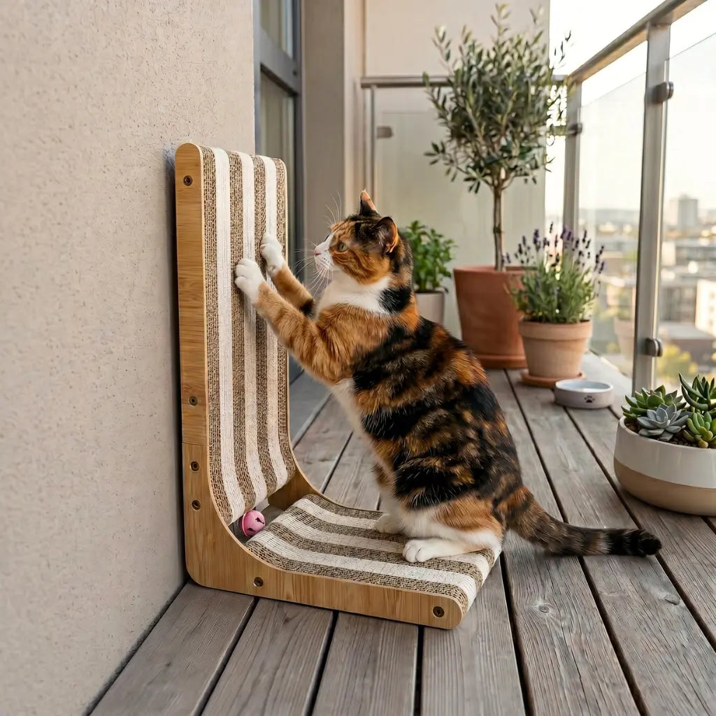 griffoir mural pour chat fixé au mur sur balcon pour griffage