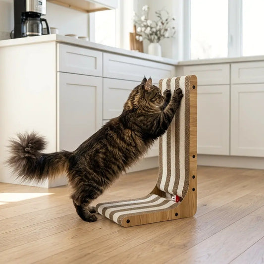 griffoir mural pour chat utilisé en intérieur pour faire ses griffes