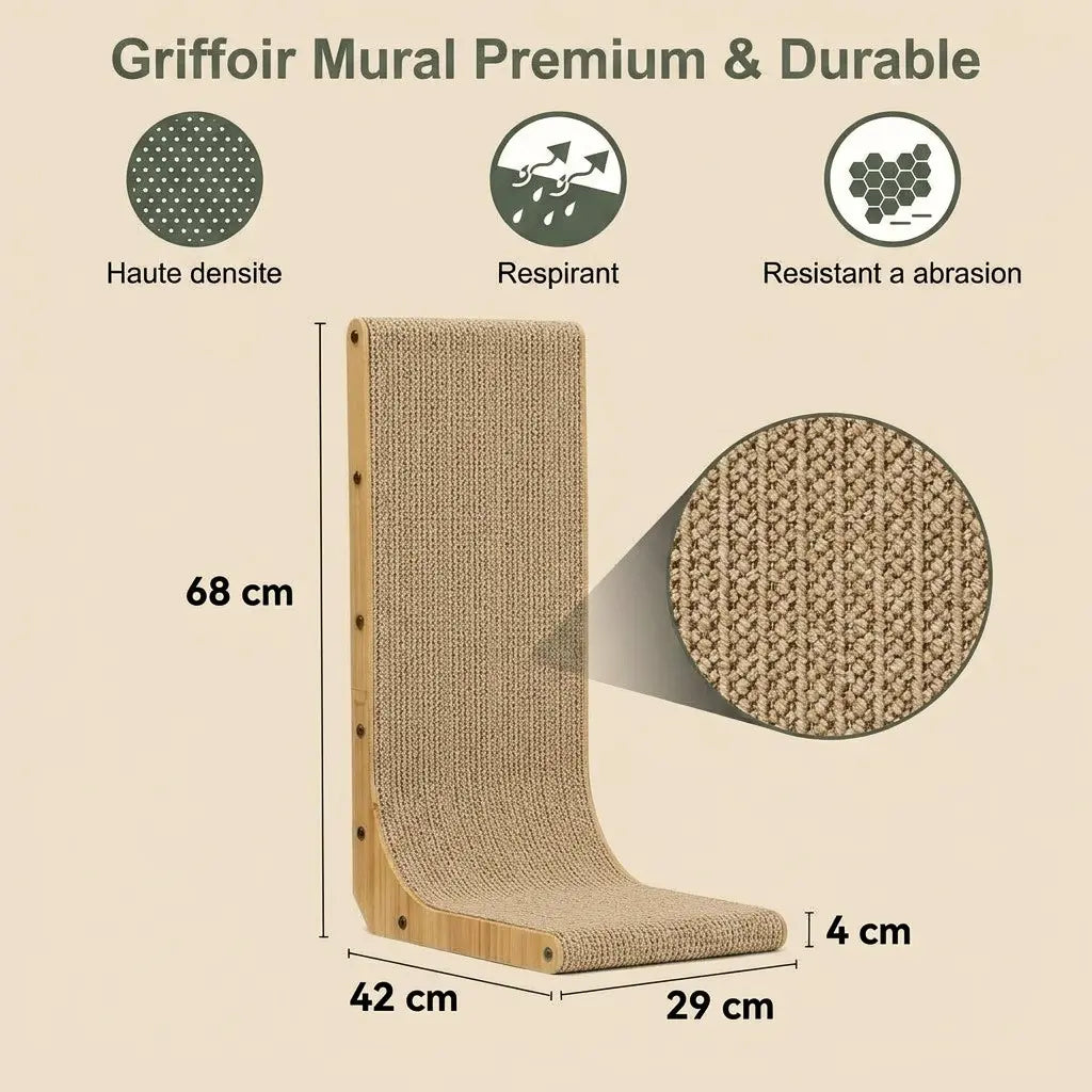 griffoir mural pour chat premium avec haute densité et résistance à l’abrasion