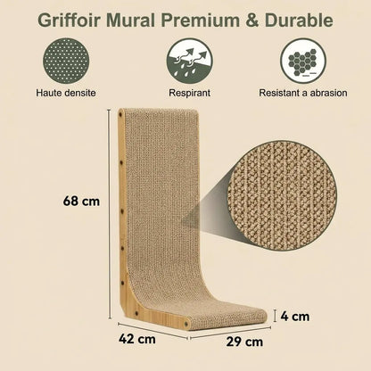 griffoir mural pour chat premium avec haute densité et résistance à l’abrasion