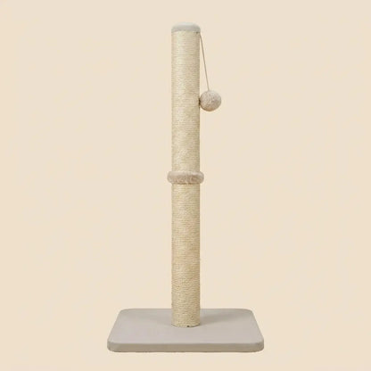 griffoir poteau chat beige design simple avec balle suspendue