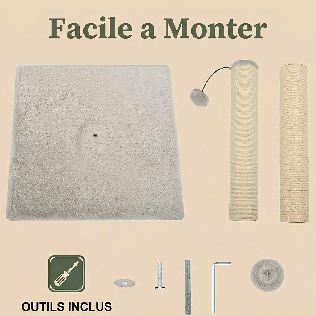 griffoir poteau chat facile à monter avec outils inclus et pièces démontées