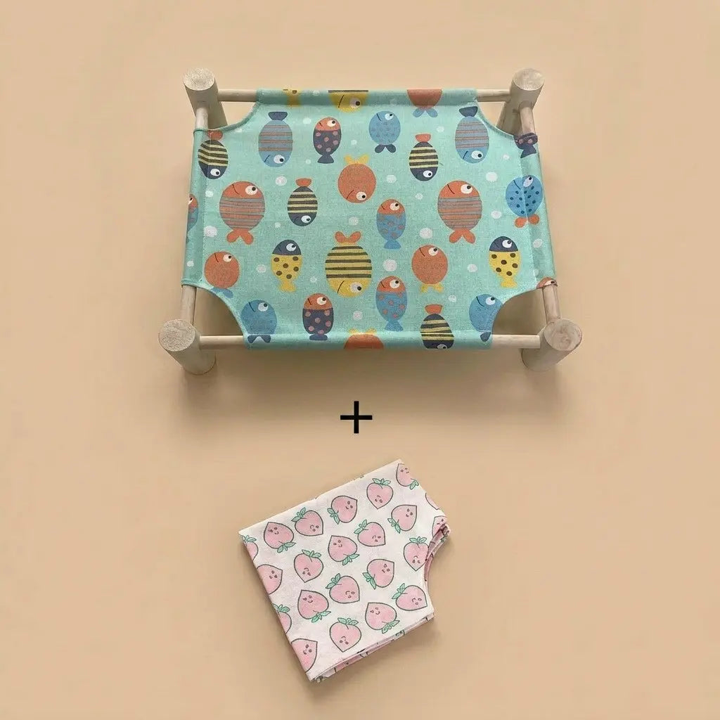 hamac chat sur pied tissu motif fruit doux resistant
