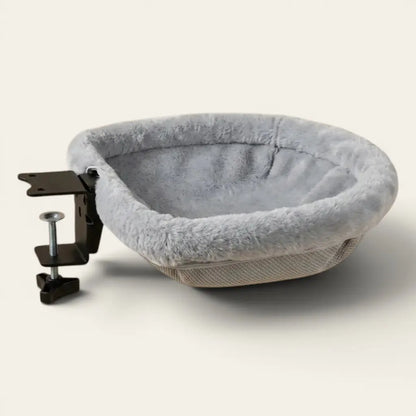 hamac chat suspendu pour bureau gris avec attache
