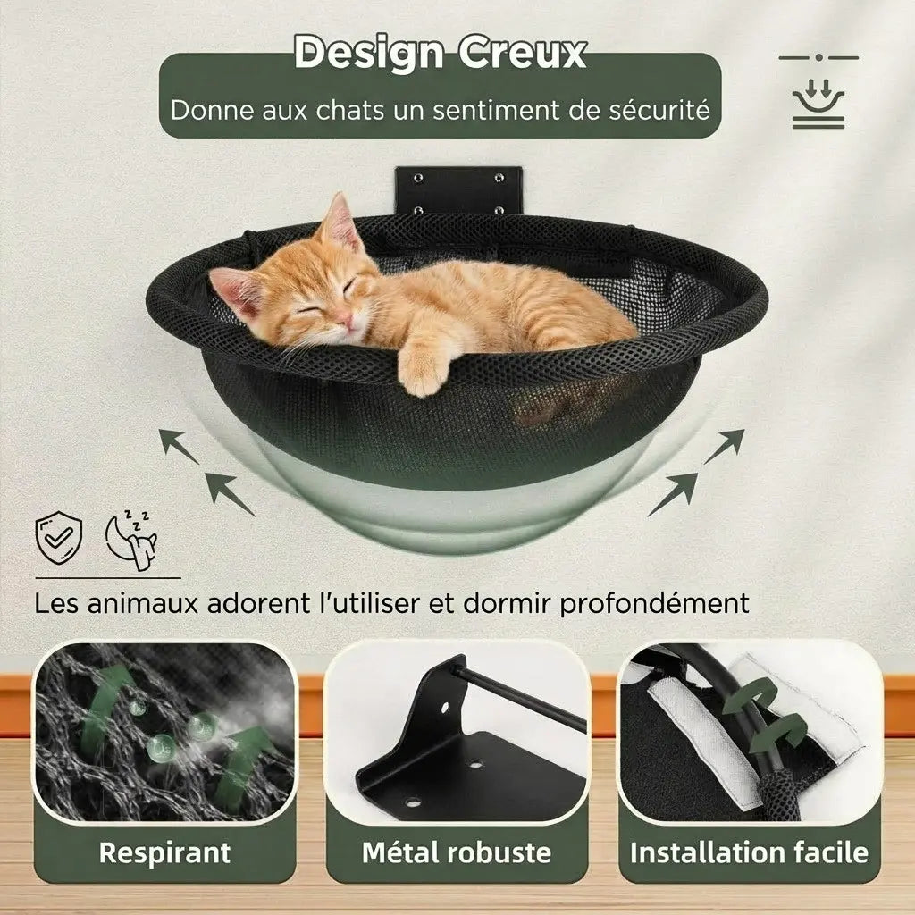 hamac chaton mural respirant structure metal robuste
