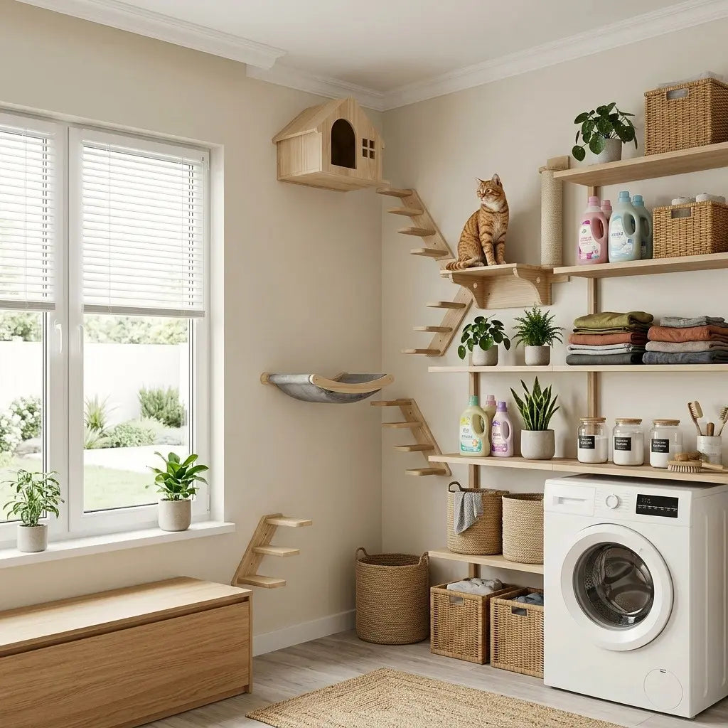 hamac mural pour chat espace interieur mur complet parcours chat etagere bois maison