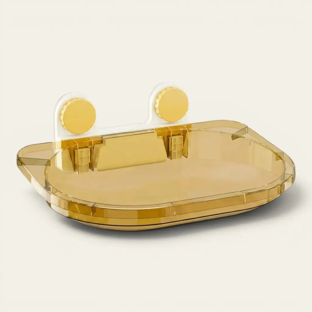 Hamac pour chat ventouse en acrylique transparent ambré fixé à une fenêtre pour observer l’extérieur confortablement.