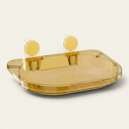 Hamac pour chat ventouse en acrylique transparent ambré fixé à une fenêtre pour observer l’extérieur confortablement.
