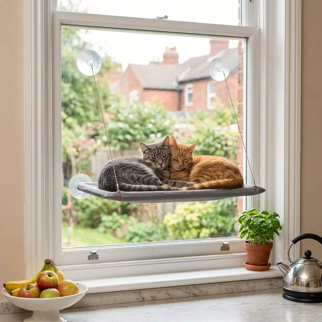hamac ventouse chat deux chats fenetre support solide grande taille confortable
