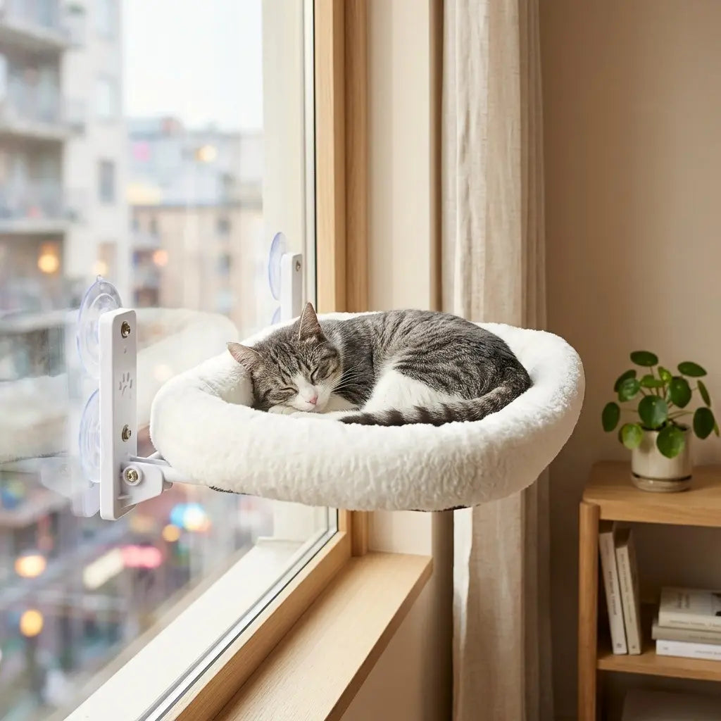 hamac ventouse fenetre chat confortable avec coussin doux ideal pour les longues siestes au soleil