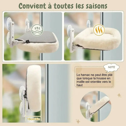 hamac ventouse fenetre chat facile a installer avec systeme de fixation rapide sans outils