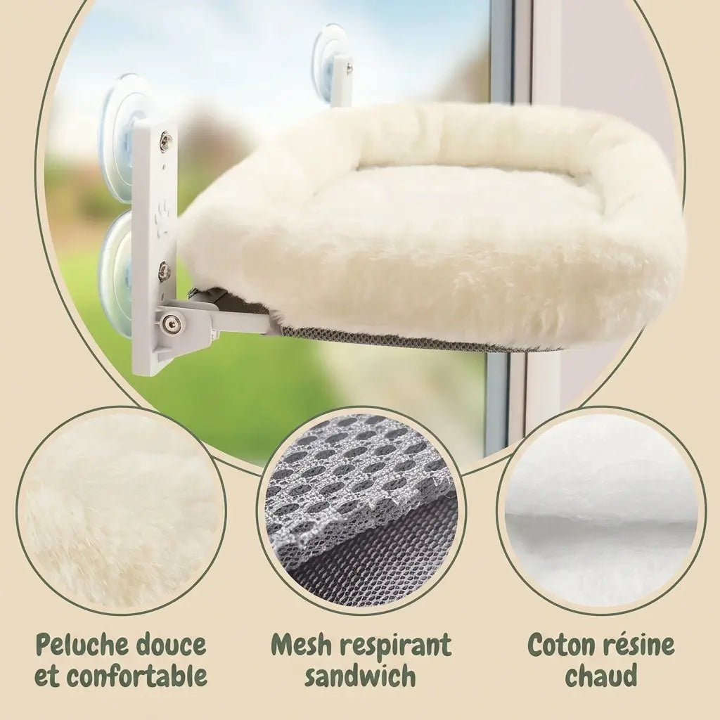 hamac ventouse fenetre chat en peluche douce avec mesh respirant pour un confort optimal toute l annee