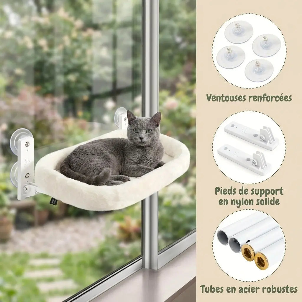hamac ventouse fenetre chat avec structure solide et ventouses renforcees pour une fixation fiable