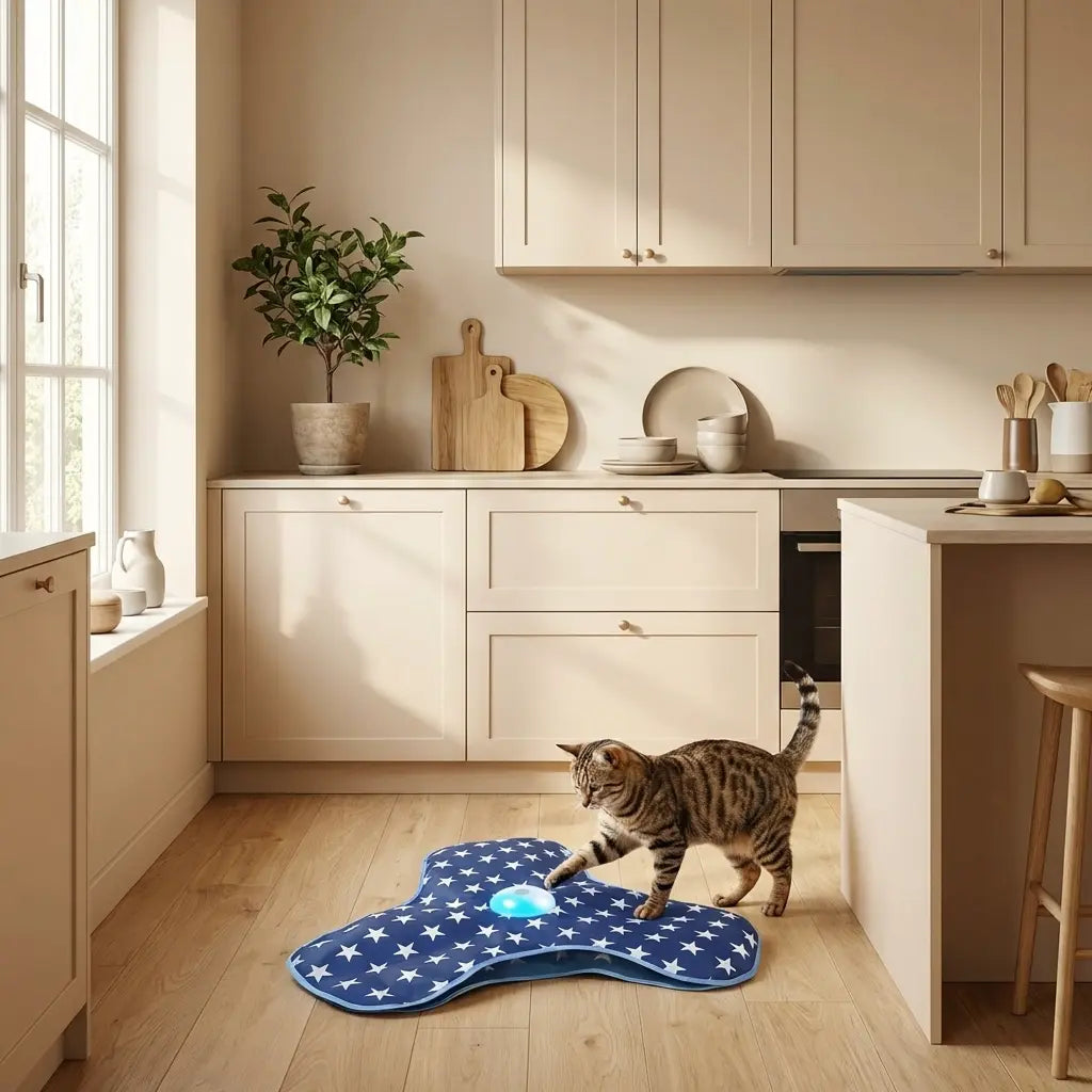 Jeu intelligence chat avec tapis interactif à la maison, jouet stimulant pour occuper le chat en intérieur