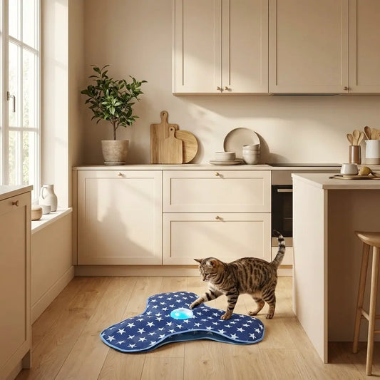 Jeu intelligence chat avec tapis interactif à la maison, jouet stimulant pour occuper le chat en intérieur