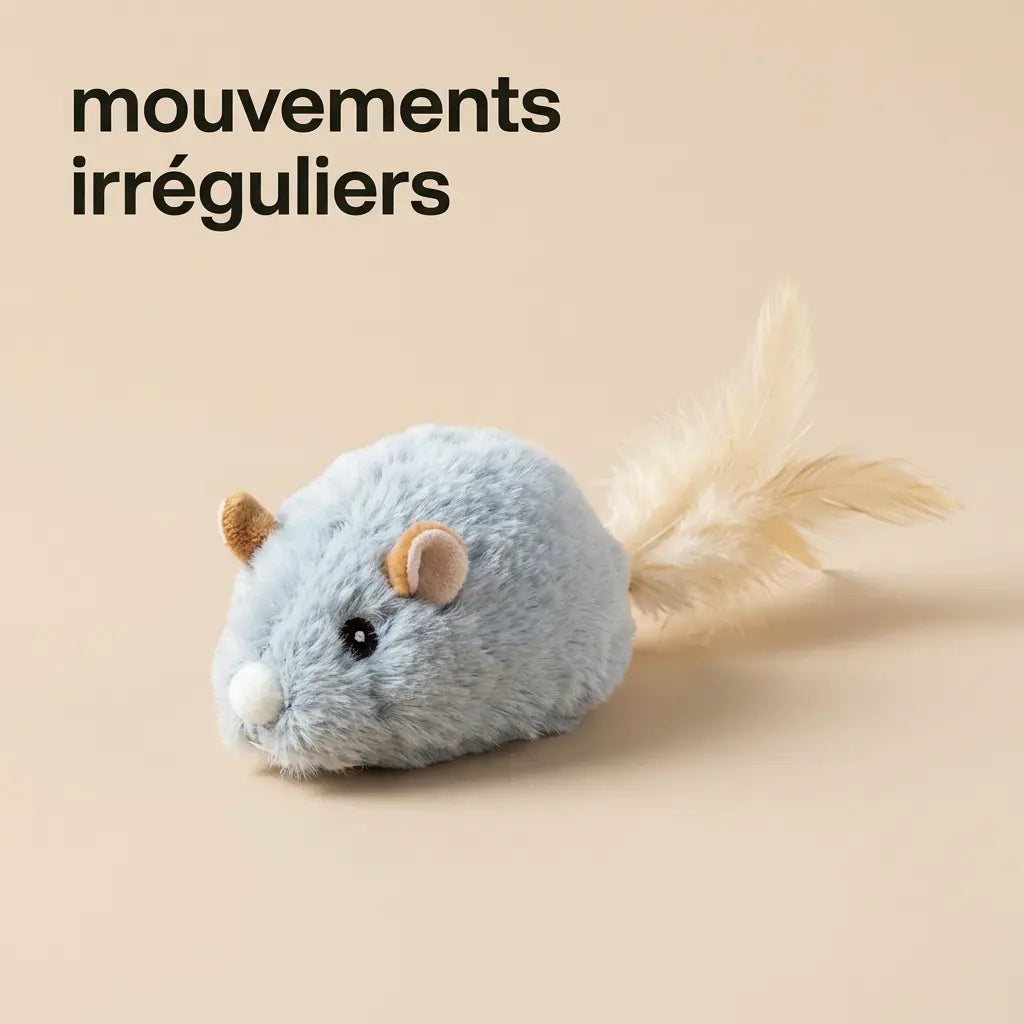Jeu souris pour chat interactif gris clair - jouet stimulant pour chats actifs et joueurs
