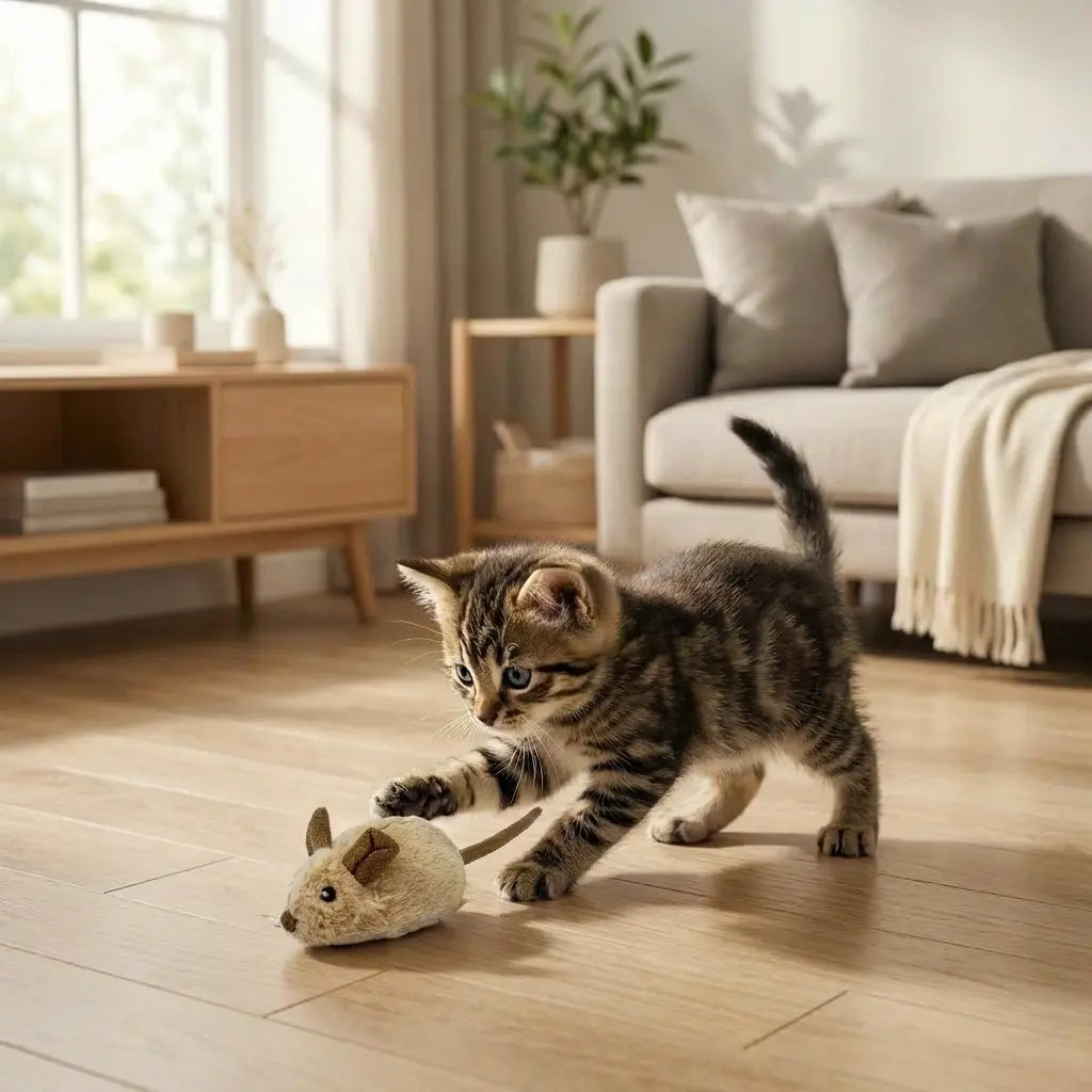Jeu souris pour chat avec mouvements irréguliers, jouet interactif gris pour stimuler l’instinct de chasse du chat