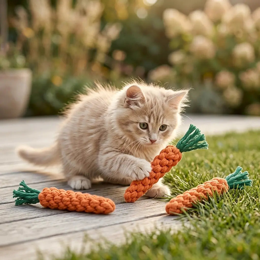 chaton jeux chaton corde jardin
