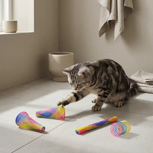 chat jouant avec un jouet stimulant pour chat pour activer son instinct naturel de chasse