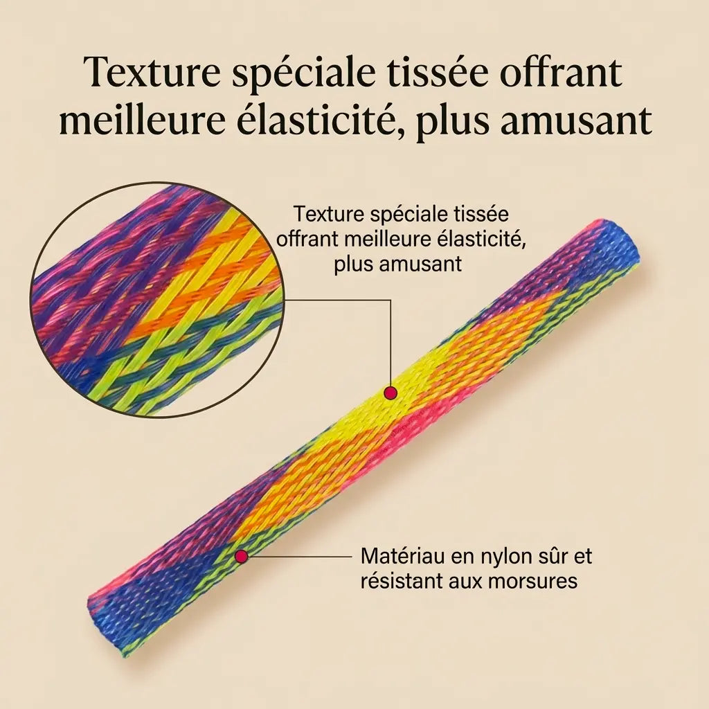 jouet stimulant pour chat en nylon tissé résistant aux morsures avec texture élastique