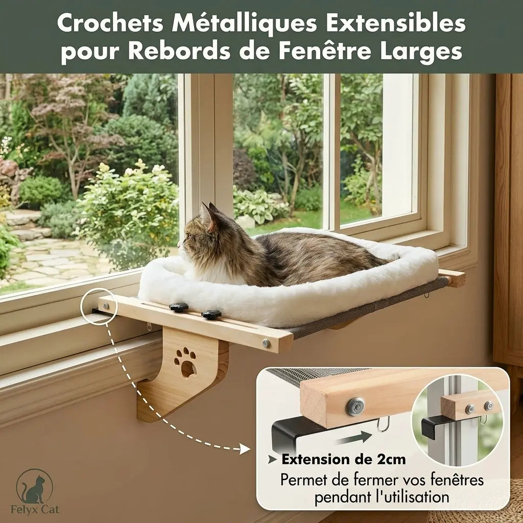 lit a chat pour fenetre avec crochets metalliques extensibles pour une fixation stable et adaptable