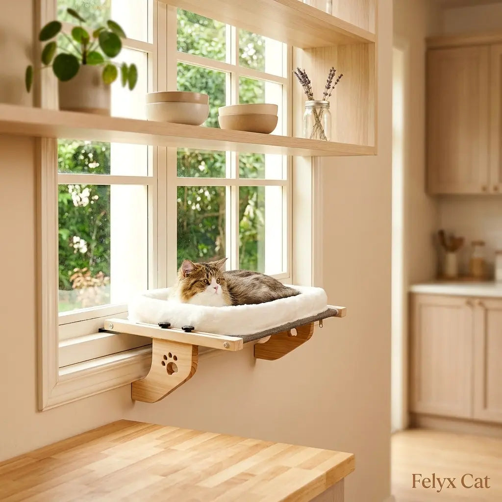 lit a chat design en bois pour fenetre avec espace confortable pour observer lexterieur en toute securite