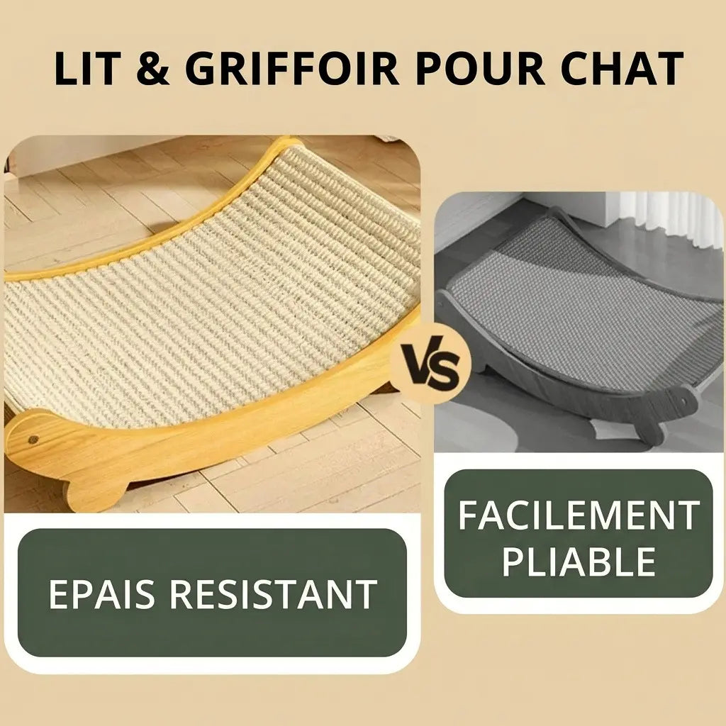 lit et grattoir sisal pour chat épais résistant et facilement pliable