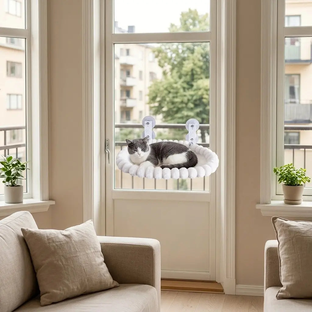 lit pour chat en hauteur pour fenetre avec design moderne et espace confortable pour le repos du chat