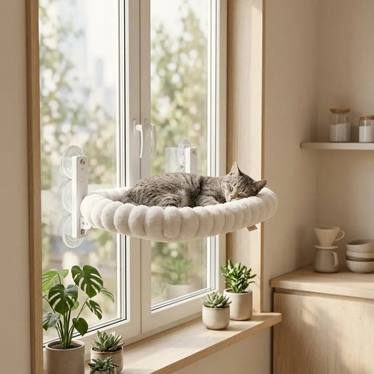 lit pour chat a fixer sur fenetre avec ventouses solides pour observation et detente en hauteur