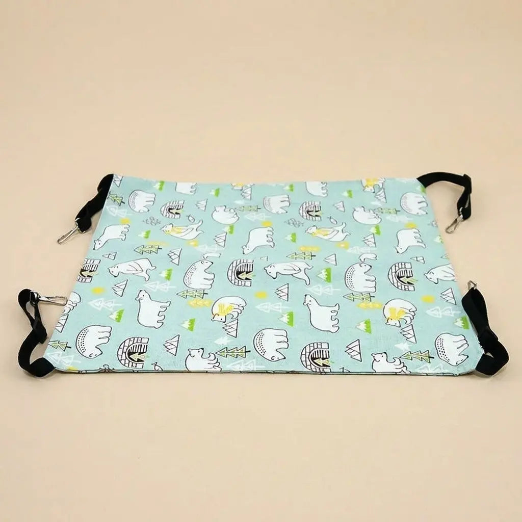 lit suspendu pour chat motif ours vert avec surface douce et fixation securisee