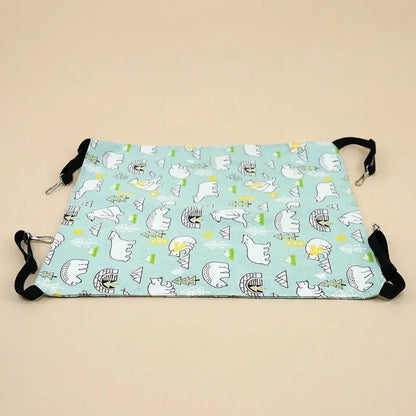lit suspendu pour chat motif ours vert avec surface douce et fixation securisee