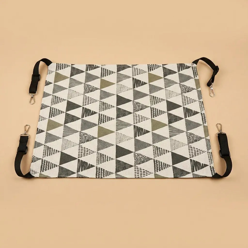 lit suspendu pour chat motif triangle gris moderne avec sangles reglables