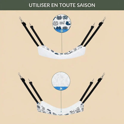 lit suspendu pour chat avec tissu doux utilisable toute saison avec interieur chaud et confortable