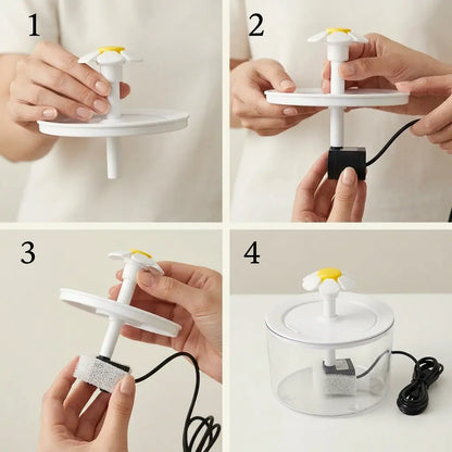 Étapes de montage de la fontaine à eau électrique pour chat avec pompe et filtre
