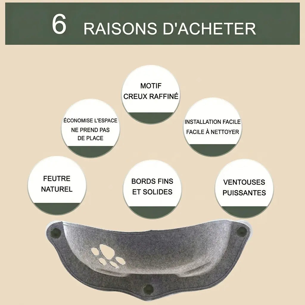 panier chat fenetre presentant 6 raisons d acheter avec ventouses puissantes feutre naturel et design peu encombrant