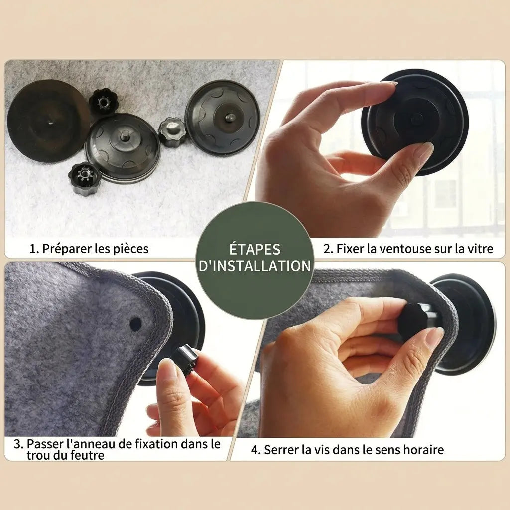 panier chat fenetre facile a installer avec systeme de ventouse rapide sans perçage