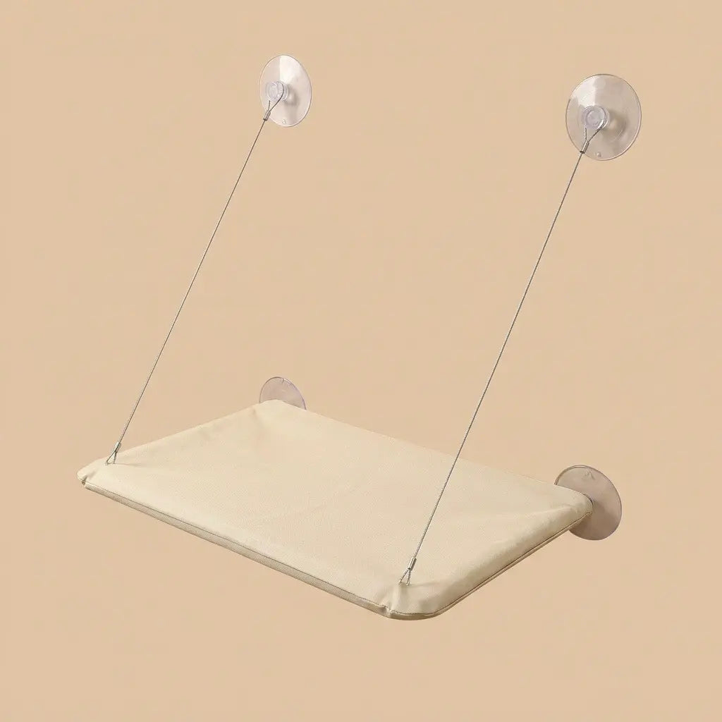 perchoir fenetre pour chat beige couchage confortable pour chat fixation fenetre