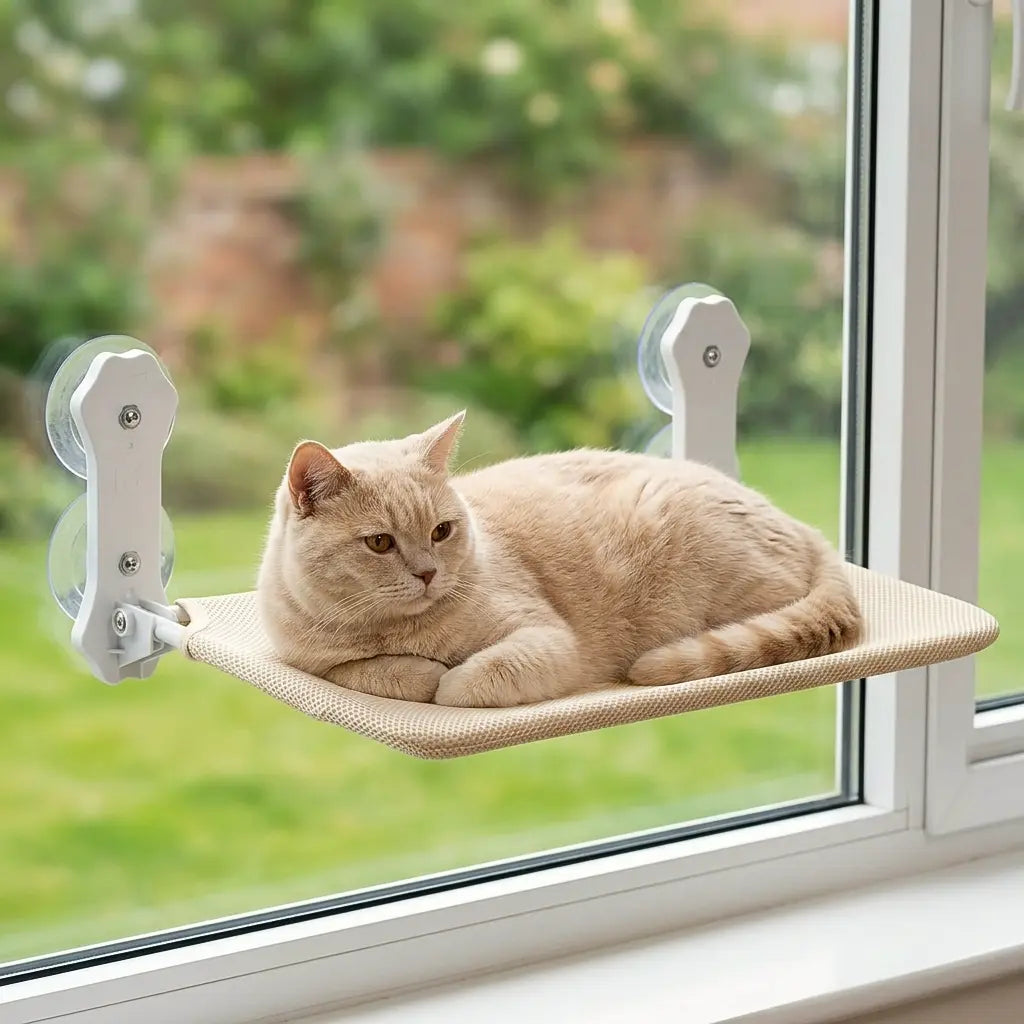 hamac perchoir pour chat fenêtre avec chat couché