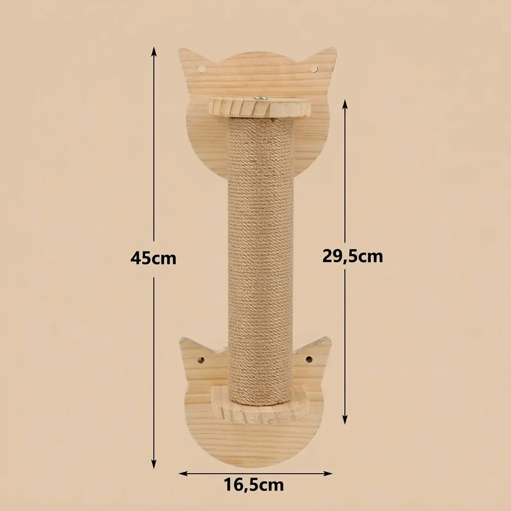 poteau griffoir pour chat design en forme de tête de chat avec corde en sisal
