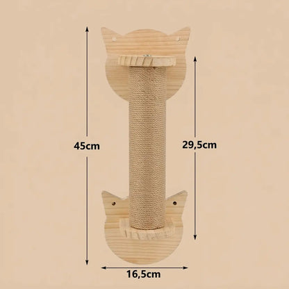 poteau griffoir pour chat design en forme de tête de chat avec corde en sisal