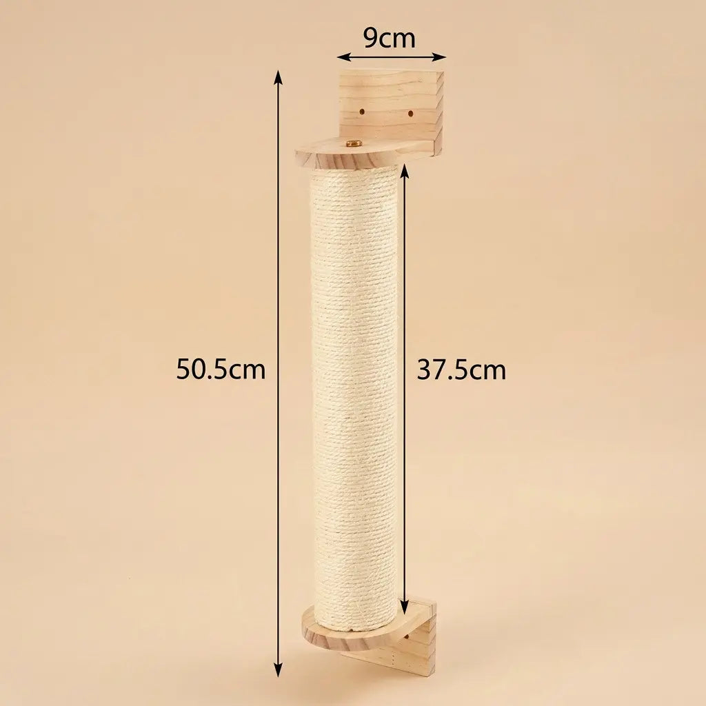 poteau griffoir pour chat mural en sisal avec dimensions et fixation bois