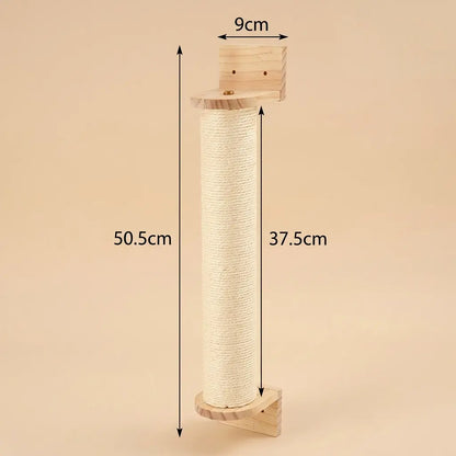 poteau griffoir pour chat mural en sisal avec dimensions et fixation bois