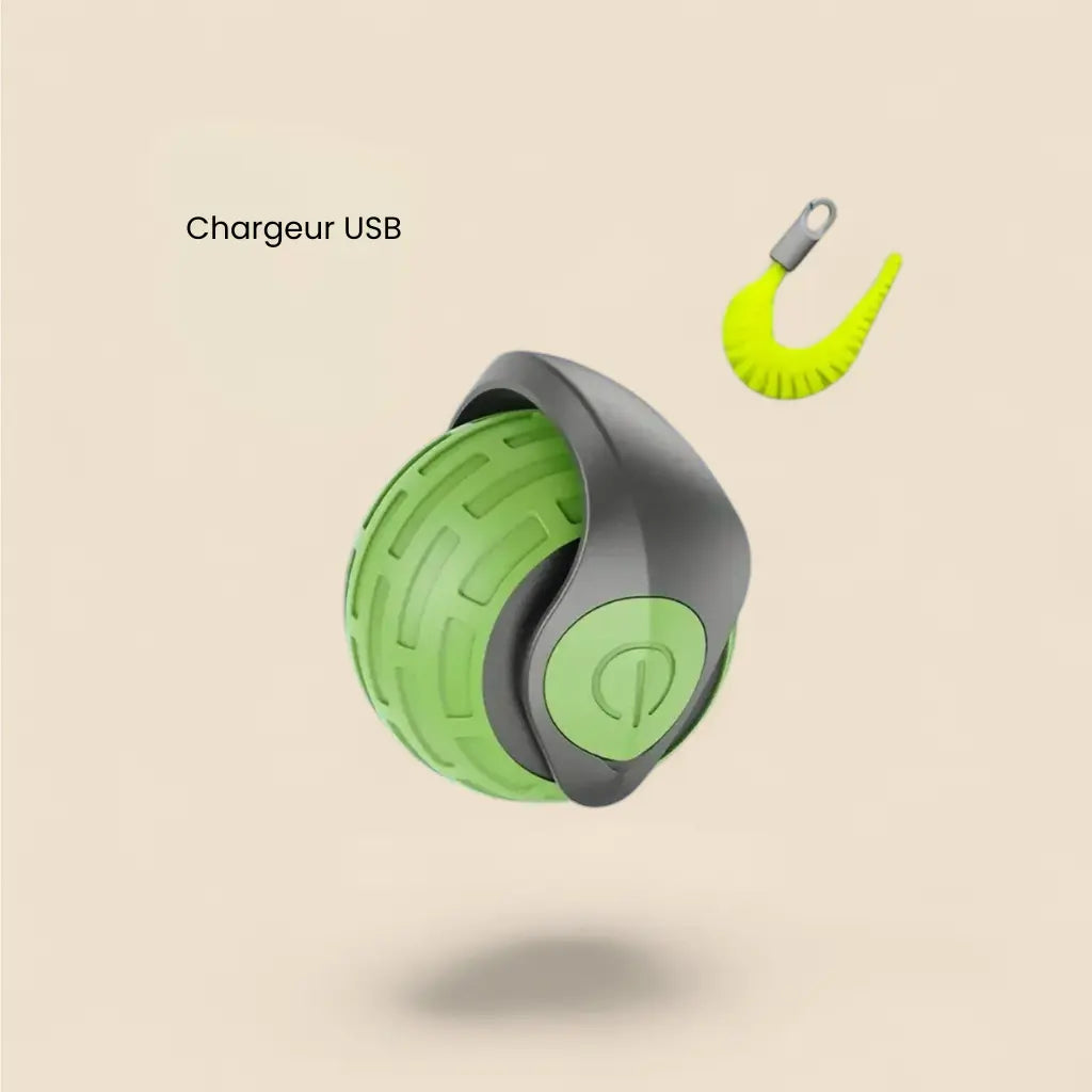smart ball chat verte avec plume amovible pour stimuler le jeu et l’activité du chat