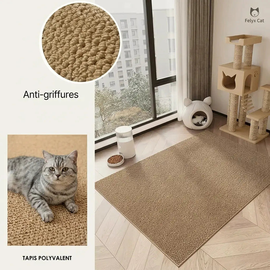 tapis griffoir pour chat beige anti griffures pour sol interieur