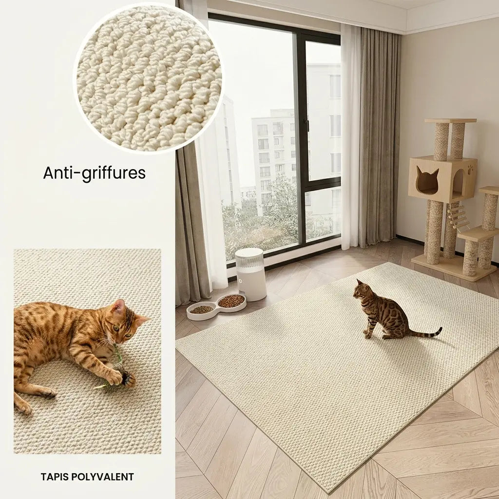 tapis griffoir pour chat blanc creme design pour interieur moderne