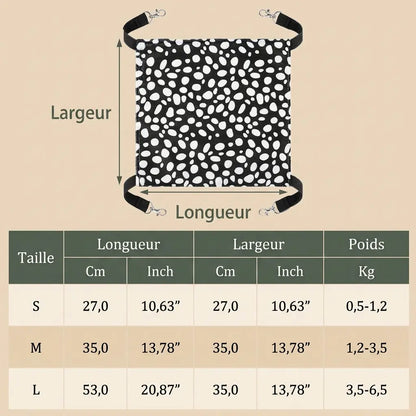guide des tailles pour transat pour chat avec dimensions largeur longueur et poids